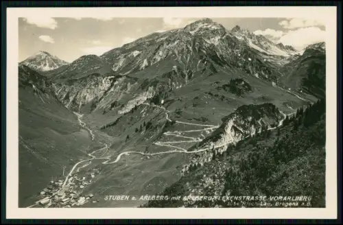 Foto AK Stuben Flexenstraße Vorarlberg - Serpentinen Alpenpass Berge Österreich