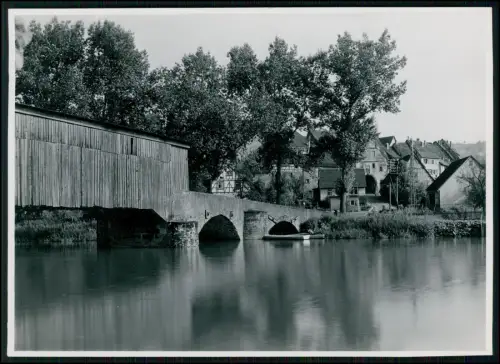 Foto 18x13cm - überdachte Holzbrücke über den Kocher in Forchtenberg - um 1940