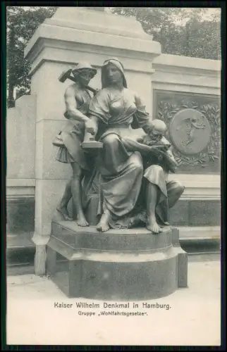 2x AK - Kaiser Wilhelm Denkmal Hamburg Gruppen Wohlfahrtsgesetze Verkehrs­wesen