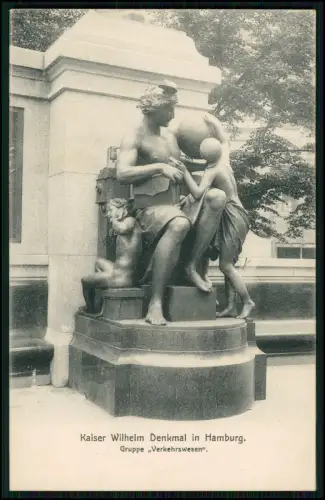 2x AK - Kaiser Wilhelm Denkmal Hamburg Gruppen Wohlfahrtsgesetze Verkehrs­wesen