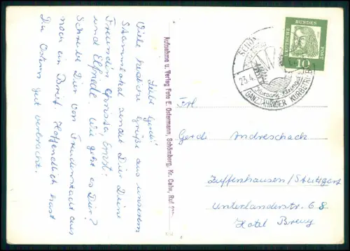 AK - Schömberg Schwarzwald Gasthof zur Post Rudi Rentschler gelaufen