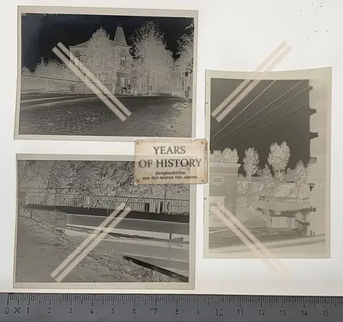 3x Orig. Negativ Bedburg - Rhein Erft Köln 1945 Brücke Wiederaufbau