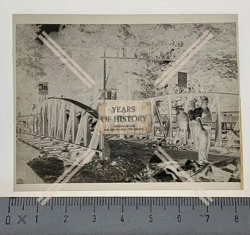 Orig. Negativ Bedburg - Rheinland Rhein Erft Köln 1945 Brücke Wiederaufbau