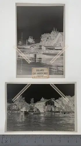 2x Orig. Negativ Bedburg - Rhein Erft Köln 1945 Boot Dampfer Herzog Maximilian