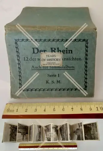 Der Rhein Leporello 12 alte Ansichten - 1930 Serie I KSM Sammelheft Mini-Format