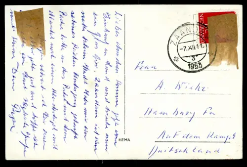 Foto AK - NL Hembrug Zaandam Brücke  -an Frau von Paul Wiehr 1868 † 1942 Kapitän