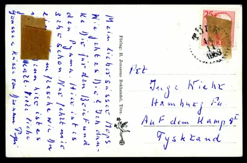 4x AK - Töre Schweden u. Dänemark  - an Frau von Paul Wiehr 1868 † 1942 Kapitän