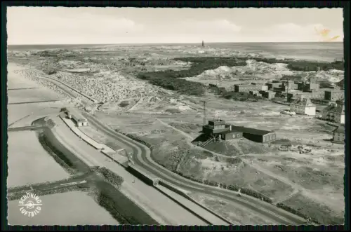 Foto AK - Norderney Nordsee Insel Wetterwarte mit Nordstrand - Luftbild Schöning