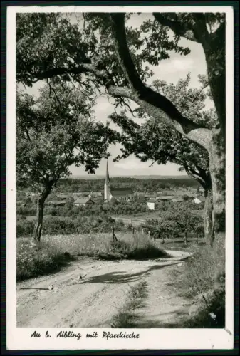 Echt Foto AK - Au bei Aibling - Blick zur Pfarrkirche Kirche Bayern Dorfstraße