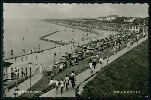 Echt Foto AK - Büsum Nordsee - Strandkörbe Blick von der Liegehalle Promenade