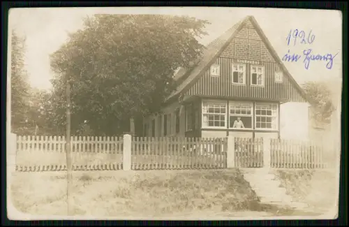Echt Foto AK - Freisehendes Haus - Pension Lindenhof im Harz 1926 - Gartenzaun