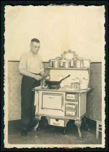 5x Foto Kochmaschine gusseiserner Kohleherd emaillierter Oberfläche und a. 1925