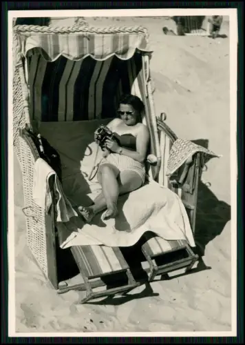 15x Foto Strandurlaub in Bremerhaven Sonnenbaden Strandkorb - auch Minigolf 1955