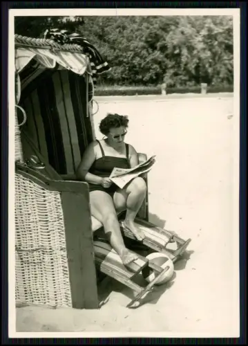 15x Foto Strandurlaub in Bremerhaven Sonnenbaden Strandkorb - auch Minigolf 1955