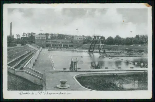 AK - Schwimmstadion Gladbeck im Ruhrgebiet 1938 - Freibad Sprunganlage Tribünen