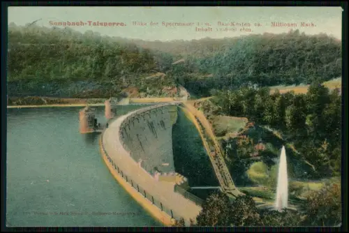 AK - Sengbach Talsperre bei Solingen Höhrath  Sperrmauer Staumauer 1906 gelaufen