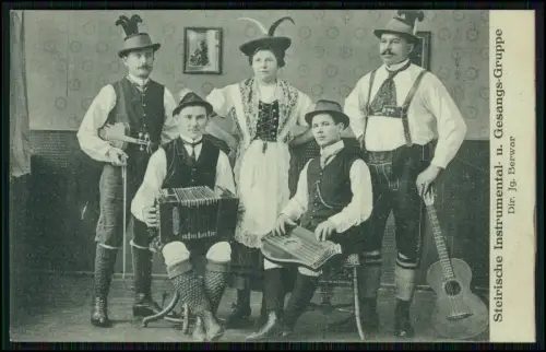 AK Steiermark Instrumental und Gesangsgruppe Musik Trachtenfoto Dir. Jg. Berwar