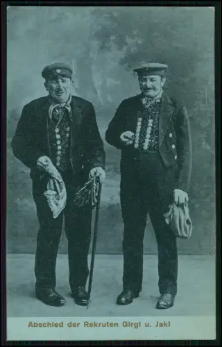 AK Rekruten, Girgl, Jakl, Militärhumor, Soldatenkarte, Volkskunst, Tracht Bayern