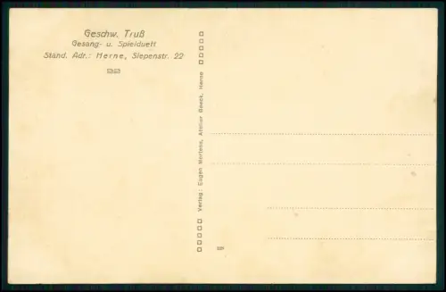 AK Geschwister Truß - Gesangsduo, Bühnenfoto, Varieté, Kabarett, Spiel-Duo Frack