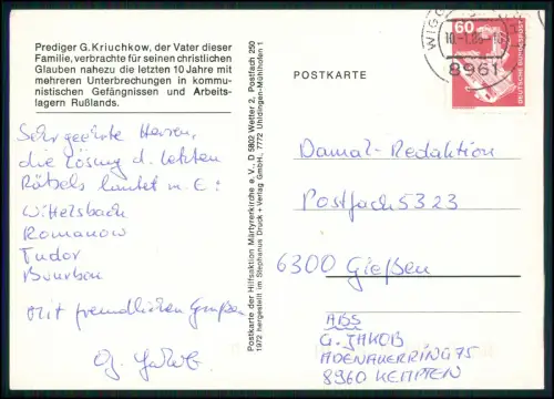 Familie des verfolgten Predigers Gennadi Kriutschkow mit Frau Lydia und 9 Kinder