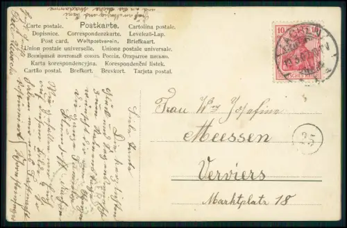 Foto AK - Tanzgruppe oder Musikgruppe landestypischer Kleidung - 1907 Aachen gel
