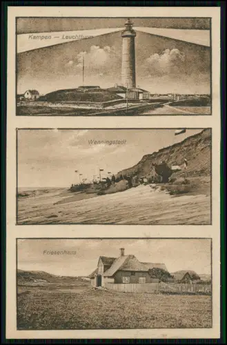 4x AK Sylt Collage - Kampen, Wenningstedt, Friesenhaus, Strand & Leuchtturm u.a.