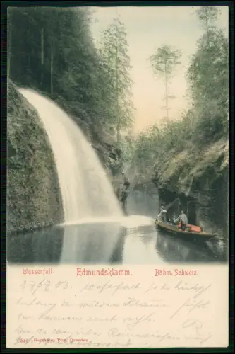 AK Litho 1898 - Wasserfall in der Edmundsklamm - Edmund Gorge Böhmische Schweiz