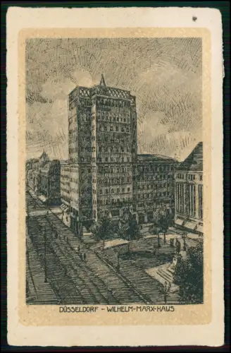 AK - Radierung Düsseldorf Wilhelm-Marx-Haus Hochhaus Architektur - 1926 gelaufen