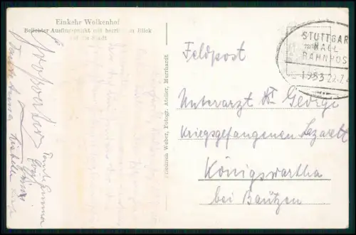 AK Murrhardt Wolkenhof Schwäbischer Wald - Feldpost mit Bahnpost 1943 gelaufen