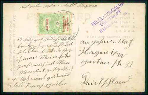 Portrait Ungarn Budapest  Zensurstempel Postzensur FELÜLVIZSGÁLVA ÜBERPRÜFT 1918