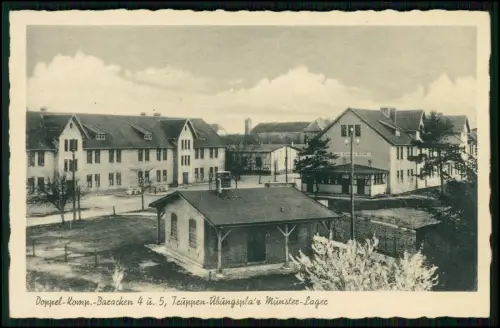 AK Münster-Lager Truppenübungsplatz Doppel-Kompanie Baracken 1943 Feldpost gel.