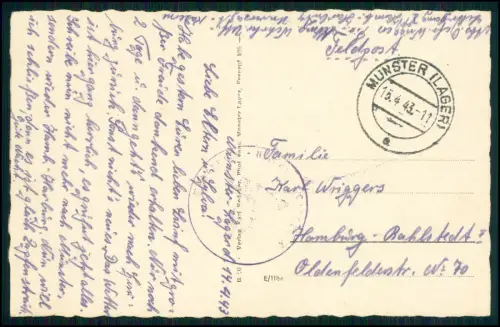 AK Münster-Lager Truppenübungsplatz Doppel-Kompanie Baracken 1943 Feldpost gel.