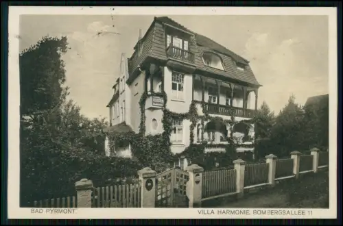 AK u. Foto - Bad Pyrmont Villa Harmonie Pension Bombergsallee 11 - 1936 gelaufen