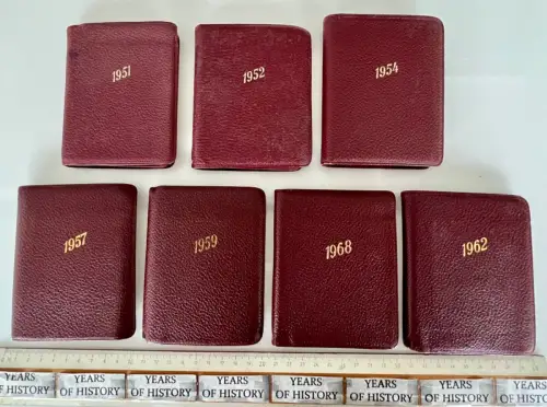 7 Taschen-Kalender von -1951 1952 1954 1957 1959 1962 1968 alle von einer Person