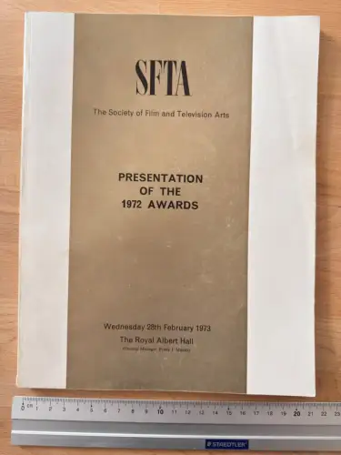 SFTA Awards 1972 Programmheft - BAFTA - Royal Albert Hall London - 1973 Film TV