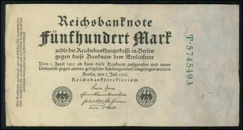 4x - Reichsbanknoten 20 50 500 5000 Mark 1910–1922 - Deutsches Reich Geldschein