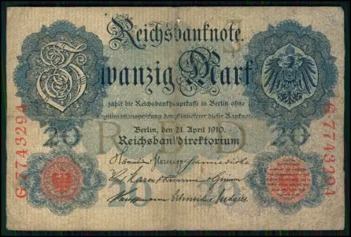 4x - Reichsbanknoten 20 50 500 5000 Mark 1910–1922 - Deutsches Reich Geldschein