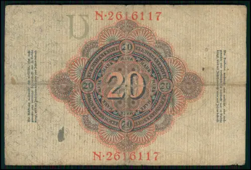 4x- 20 Mark Darlehnskassenschein 1914 + Reichsbanknoten Sammlung Deutsches Reich