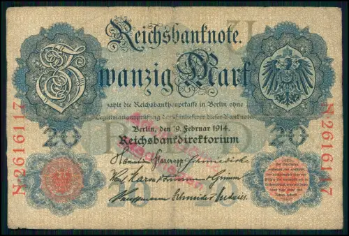 4x- 20 Mark Darlehnskassenschein 1914 + Reichsbanknoten Sammlung Deutsches Reich