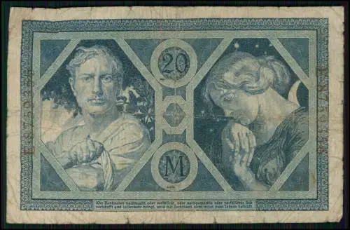 4x- 20 Mark Darlehnskassenschein 1914 + Reichsbanknoten Sammlung Deutsches Reich