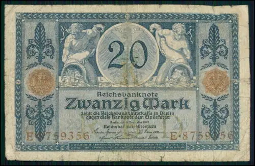 4x- 20 Mark Darlehnskassenschein 1914 + Reichsbanknoten Sammlung Deutsches Reich