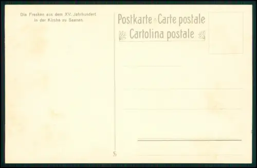 AK - Kirche zu Saanen Schweiz - kolorierte Postkarte - Fresken 15 Jh. Alpenmotiv