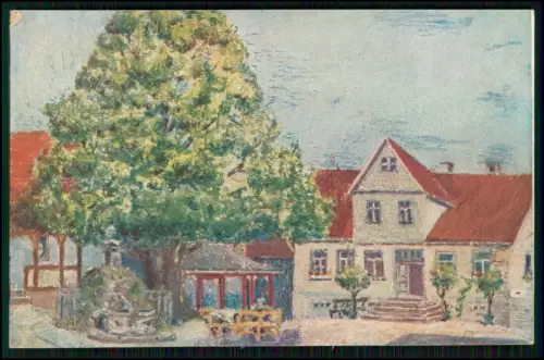 AK- Neuenkirchen-Vörden Dorflinde Ohlydenkmal Gasthaus Mayer nach Pastellgemälde