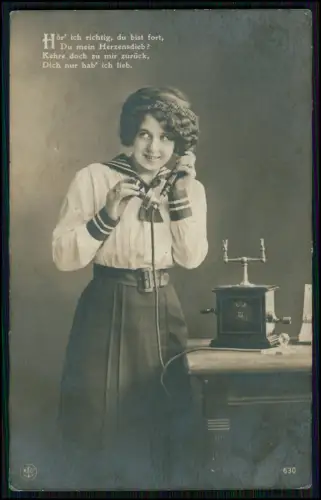 3x AK Mädchen am Telefon Telefonapparat mit Reichsadler - poetischer Spruch 1910
