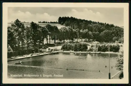 Foto AK - Warmbad Wolkenstein Erzgebirge DDR - Freibad Schwimmbad Badeanstalt