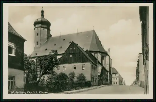 Foto AK - Marienberg in Sachsen - Kirche St. Marien Erzgebirge Straßenansicht