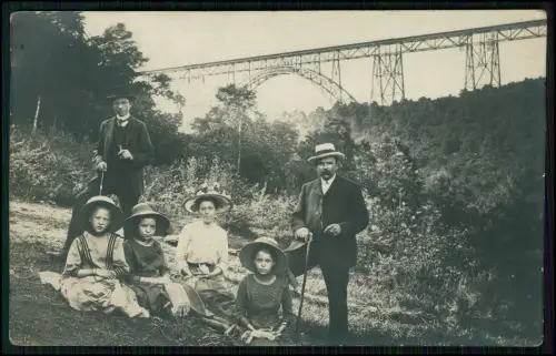 3x Foto AK- Familie mit Kindern Müngstener Brücke Eisenbahnviadukt Solingen 1910
