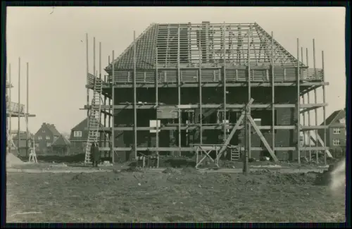 2x Foto AK - Hausbau Klinker Bauwirtschaft Siedlung - 1930er Rohbau Zimmermann