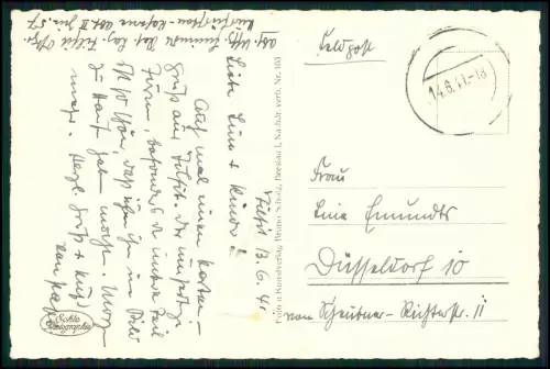 Foto AK - Tilsit Sowetsk Kirche Ostpreußen Straßenleben - 1941 Feldpost gelaufen