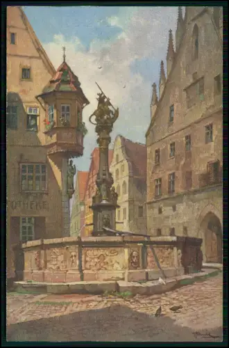 5x Künstler AK - J. Frank Rothenburg ob der Tauber Judengasse und andere Motive